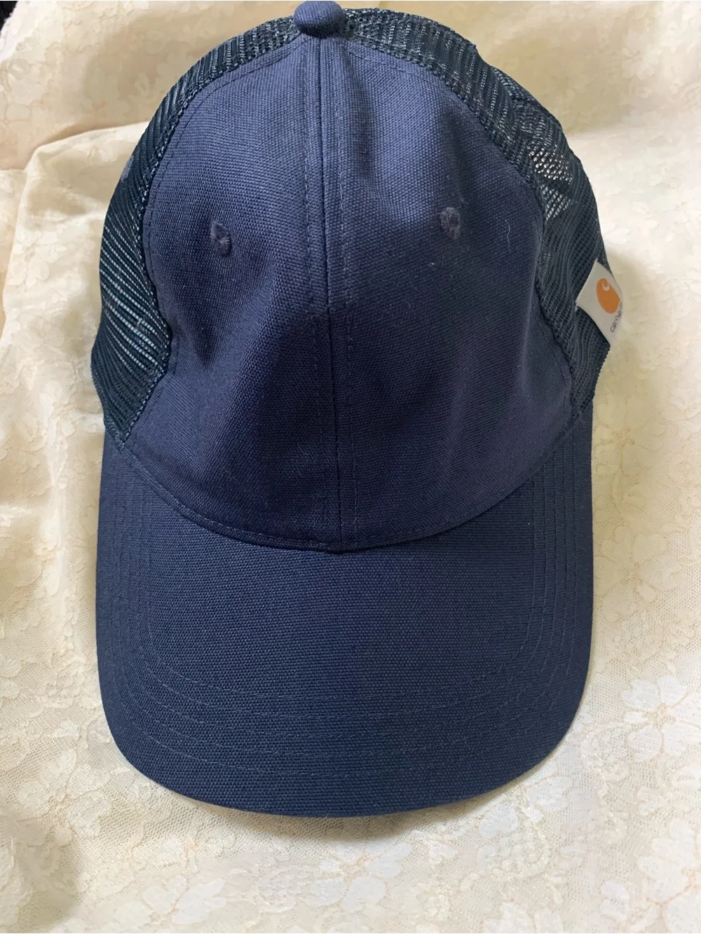 Carhartt Hat Cap Trucker Men One Size Navy Blue Mesh Back Canvas Adjustable Work